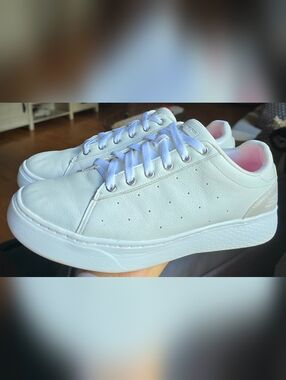 Sz 10 Women's SKECHERS SPORT SUPER CUP White/Silver Casual Shoes